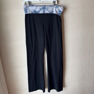 Victoria's Secret Black Wide-Leg Pants with Blue Tie-Dye Waistband flare size l